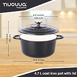 Nuovva Enamelled Cast Iron Dutch Oven 5 Quart with Lid Black 24cm view 2