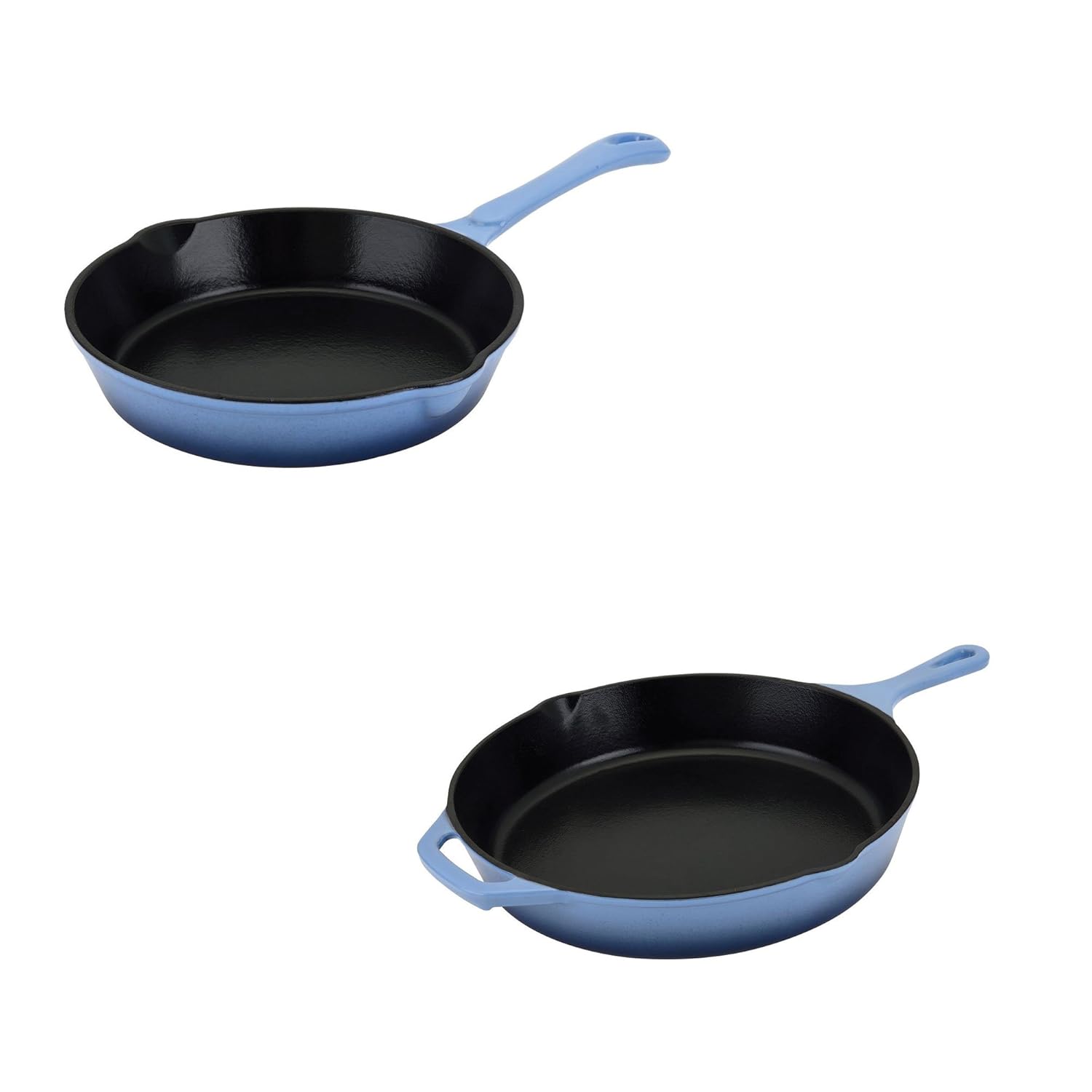 Hamilton Beach 10 Inch Frying Pan + 12 Inch Enameled Cast Iron Frying Pan, Blue