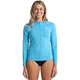 Roxy Women's Long Sleeve Zip-up Hooded Rashguard – UPF 50+, Surfsuit, Hiking, Workout, Yoga, Quick-Dry Swim Shirt