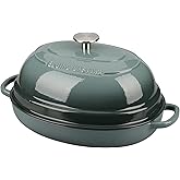 EDGING CASTING Enameled Oval Cast Iron Dutch Oven Pot with Lid, Bread Dutch Oven for Sourdough Bread Baking, Dutch Oven Bread, Bread Oven, 6QT, Slateblue