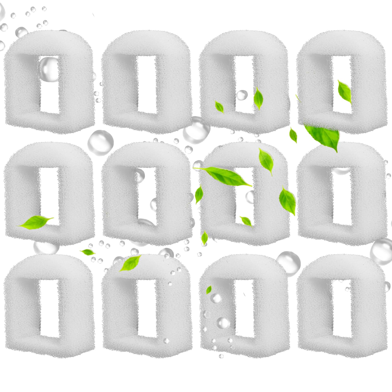 Foam Pre-Filters Compatible with Drink-Well Stainless Steel 360, Avalon, Pagoda, Seascape and Sedona Water Bowl - 12 Packs Dog and Cat Pet Fountain Prefilters by Poweka(White)