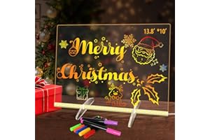 Led Note Board with 7 Colors, 13.8“X10” Lumiboard Led Drawing Board for Kids, 4 Modes Acrylic Dry Erase Board with Light, Glo