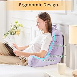 Sasttie Reading Pillow for Bed, Velvet Back Support