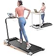 TOPUTURE Walking pad Treadmill with Incline and Handle Bar, 2 in 1 Folding Treadmill for Home/Office, Portable Compact Under Desk Treadmills with Remote Control, APP & LED Display 300LBS Capacity