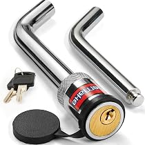 METOWARE Trailer Hitch Lock - Fits Class III/IV, 2" & 2.5" Receivers, 5/8" Pin, 8 Rubber O-Rings, Anti-Theft, Red