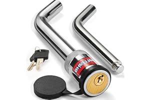 ELEMAKE Trailer Hitch Lock - Hitch Pin Lock 1/2" and 5/8", Heavy Duty Brass Core Locking Mechanism, 3'' & 3-1/2" Extra Long Effective Length for Class I - V Hitch (Tow Receivers 1-1/4”, 2” and 2-1/2")