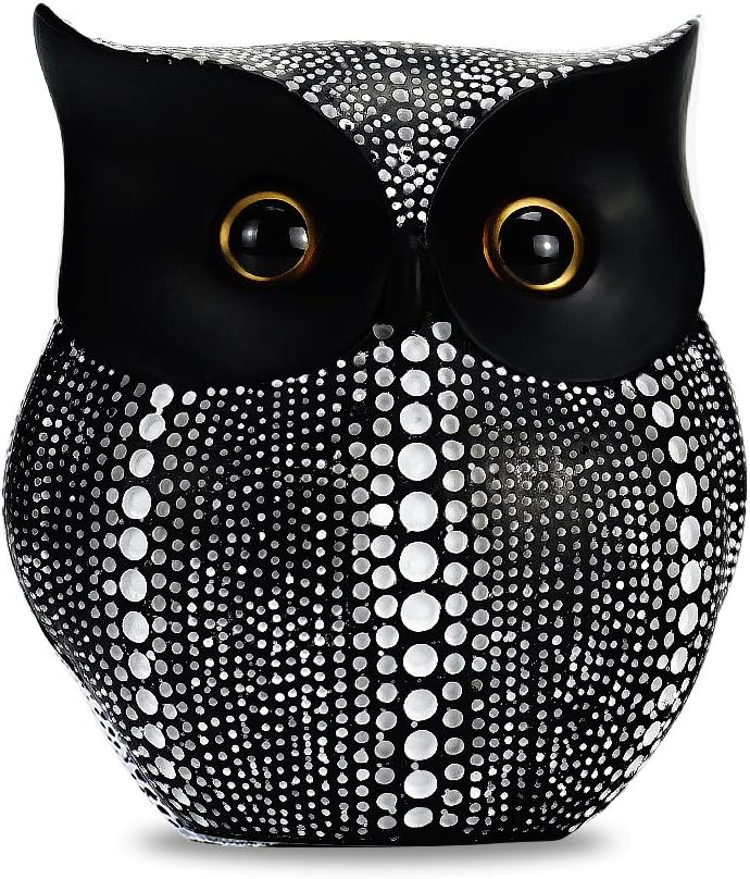 GoYonder Owl Decor Statue Sculpture for Home, Office, Bookshelf,TV Stand Decoration Resin Animal Sculpture Minimalist Style Crafts Gift for Friend or Family, Animal Lovers Black