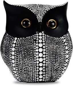 GoYonder Owl Decor Statue Sculpture for Home, Office, Bookshelf,TV Stand Decoration Resin Animal Sculpture Minimalist Style Crafts Gift for Friend or Family, Animal Lovers Black