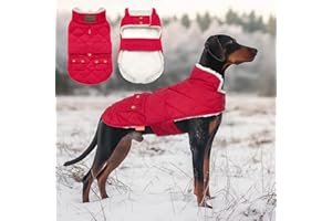 KYEESE Dog Coats for Medium Dogs Winter Windproof Size Adjustable Dog Jacket Padded Sherpa Dog Vest Cold Weather Coats with Leash Hole