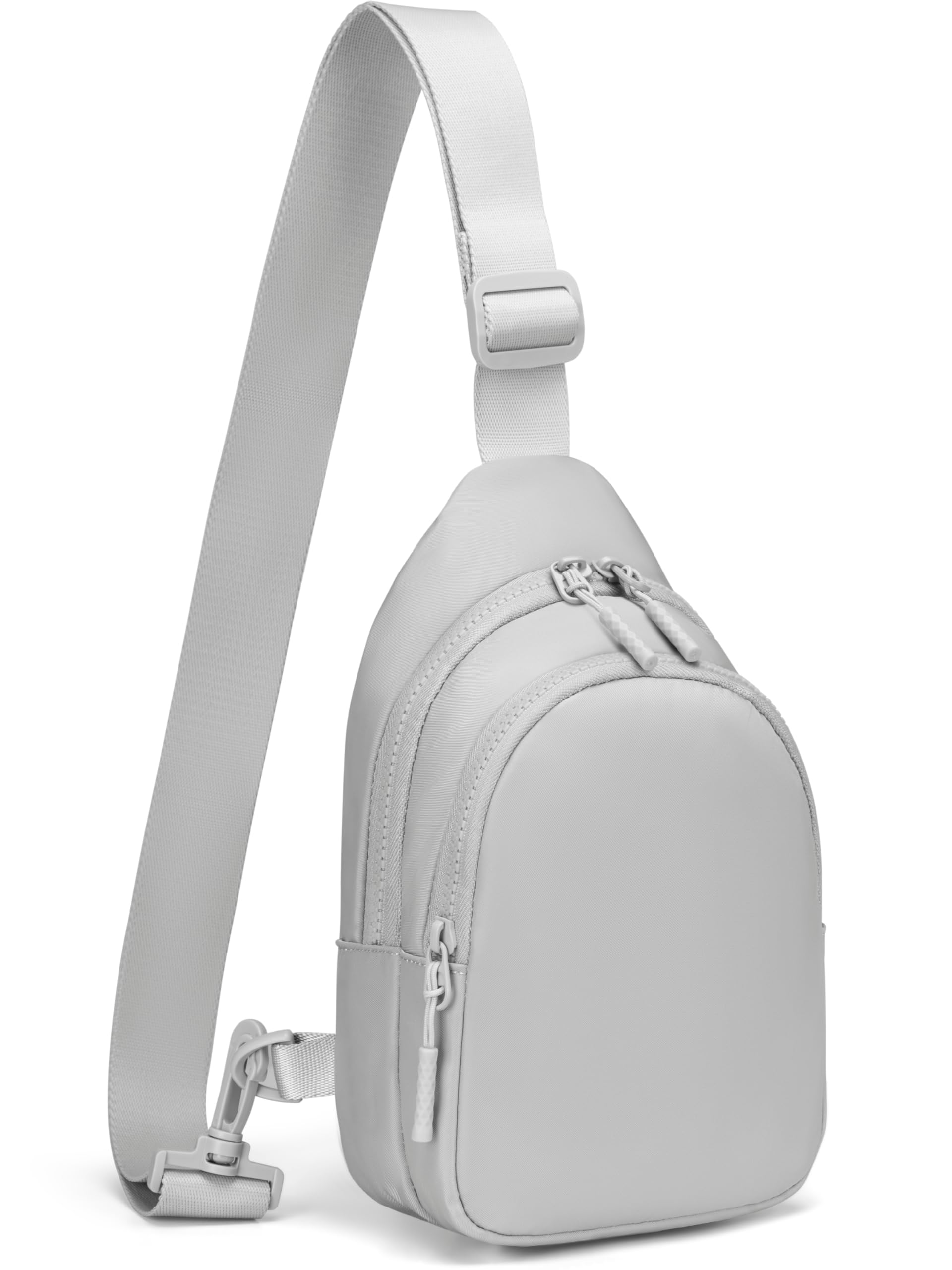 Photo 1 of FORZAROCKET Sling Bag Double Compartment w/Long Strap 70" - Crossbody Bag w/Extended Strap - Women Men Fanny Pack - Two-way Durable Zipper - Compact Sling Backpack - Plus Size Friendly, Light Grey