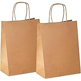 YEEHAW Brown Paper Bags with Handles Bulk 5.8"x3.2"x8.25" 100Pcs Gift Bags Small Size, Brown Gift Bag with Handles for Retail, Party, Shopping, Merchandise