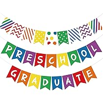 Amazon.com: Colorful Preschool Graduation Banner and Pennant ...