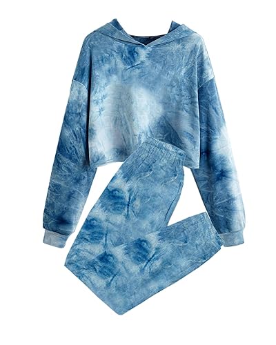 Meikulo Girls Crop Tops Hoodie Tie Dye Shirt Tracksuits Workout