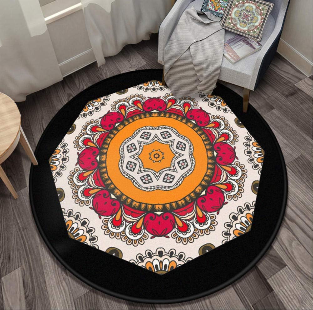 Yang Jingkai Mandala Estilo Étnico Alfombra Redonda Alfombras Negras