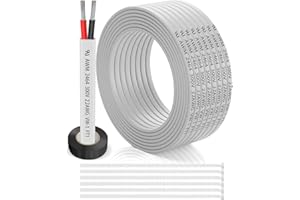 WJRZA 22 Gauge Wire 2 Conductor Electrical Wire 30FT, 22 AWG Flat 2 Wire Cable Tinned Copper/PVC Flexible/Stranded 22/2 Cord for Automotive, LED Lighting, 12V 24V Low Voltage Cable, Marine etc.