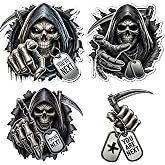Grim Reaper Stickers Set - Dark and Edgy Decals, Pack of 4, Size 3 in