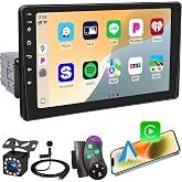 9'' Single Din Car Stereo with Wireless Apple Carplay Android Auto | FM Radio Bluetooth 5.2, IPS Touchscreen Big Screen, HD Backup Camera, Digitial Audio Receiver, GPS Navigation, 180 Watts