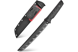 Gtkii GTK6 Fixed Blade Knife AUS-10 Steel Blade Full Tang Nylon Fiberglass Handle EDC Fixed Knifes for Outdoor Camping Adventure (black)