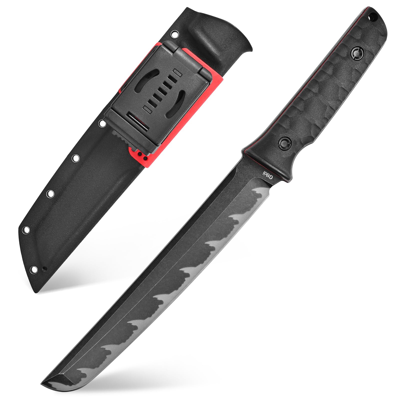 Photo 1 of Gtkii GTK6 Fixed Blade Knife AUS-10 Steel Blade Full Tang Nylon Fiberglass Handle EDC Fixed Knifes for Outdoor Camping Adventure (black)