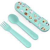Bentgo Kids Utensil Set - Reusable Plastic Fork, Spoon & Storage Case - BPA-Free Materials, Easy-Grip Handles, Dishwasher Safe - Ideal for School Lunch, Travel, & Outdoors (Puppy Love)