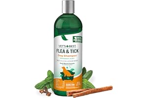 VET'S BEST Vet’s Best Flea and Tick Shampoo for Dogs – Advanced Strength Plant-Based Formula for Flea Treatment and Prevention, Natural Flea Bath and Tick Control, Vet Recommended, Made in USA, 12 oz