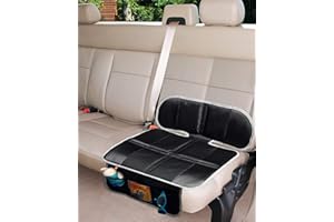 Big Ant Car Seat Protector, Thick Padding Protection for Child & Baby Cars Seats, Dog Mat, Non Slip and Waterproof Protects Automotive Vehicle Upholstery with Extra Storage Pocket (Black)