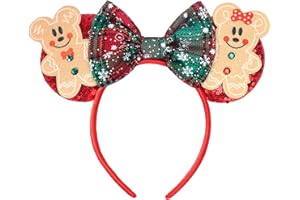 UNSPAZ Christmas Mouse Ears Headband, Christmas Ears for Women Adult Kids, Christmas Headband Park Ears Christmas Party Cosplay Costumes Accessories (Ginger)