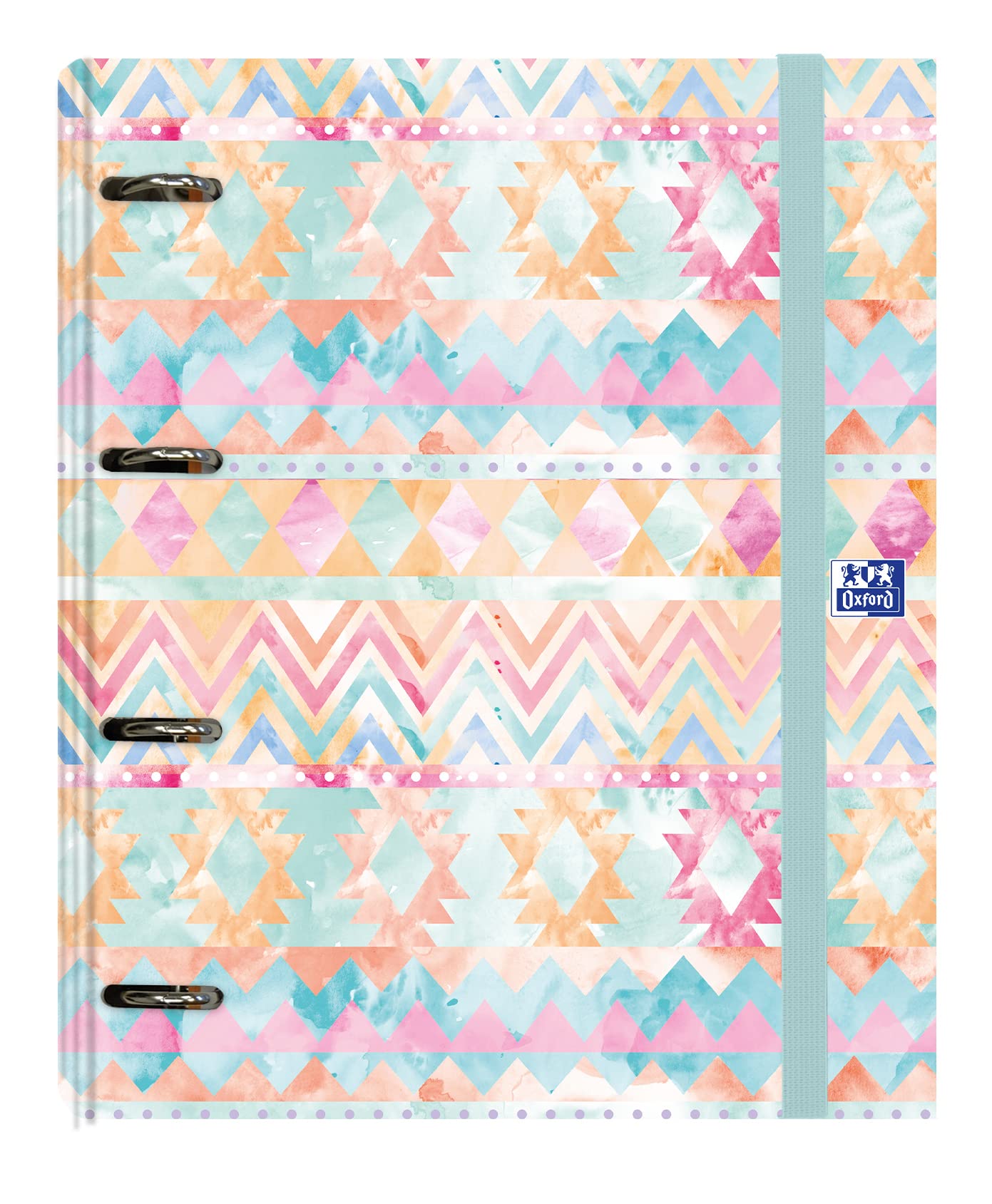 Oxford, A4+ 4 Ring Binder, Extra Cover, Rubber Closure, Includes Refill Grid 5x5 with 5 Colour Bands. Design: Beauty in the Desert