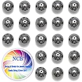 NCB 100pcs Original Natural Stone Beads Gemstone Round Loose Beads 6mm 8mm 10mm (Black Hematite, 6mm 100Beads)