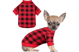JAMKTEPAT Dog Fleece Sweater for Small Dogs Buffalo Plaid Dog Clothes Soft Thickening Warm Puppy Clothes Sweater for Small Dogs Girl & Boy(XS)