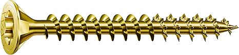 SPAX Universalschraube, 3,0 x 25 mm, 1000 Stück, T-STAR plus, Senkkopf, Vollgewinde, 4CUT, gelb A2L, gelb verzinkt, 119102030
