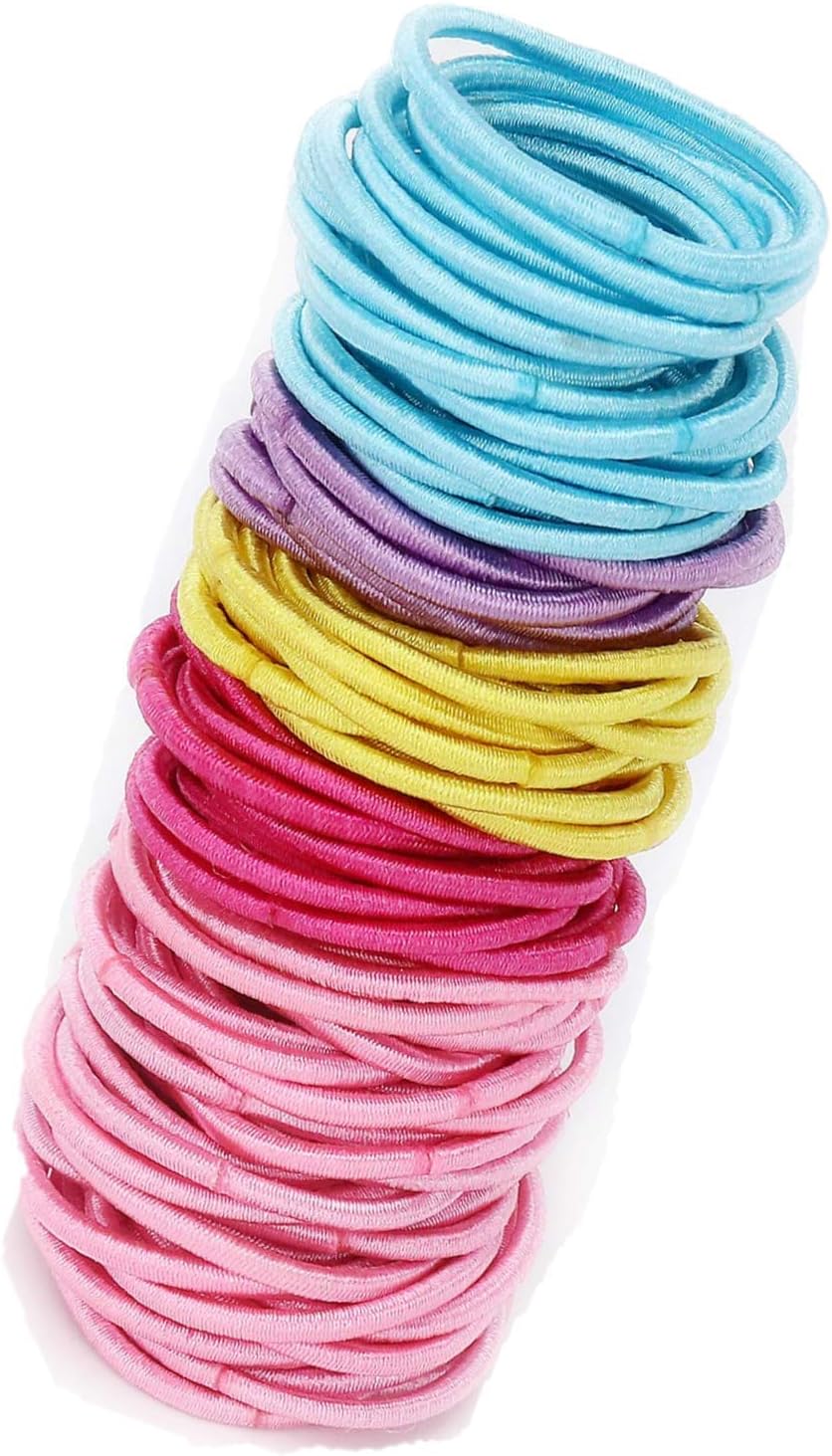 Hair Ties,100 Pieces Ponytail Holders Hair Tie,Colorful Hair Rope Thin Hairbands For Girls Women(3 x 0.2 cm)