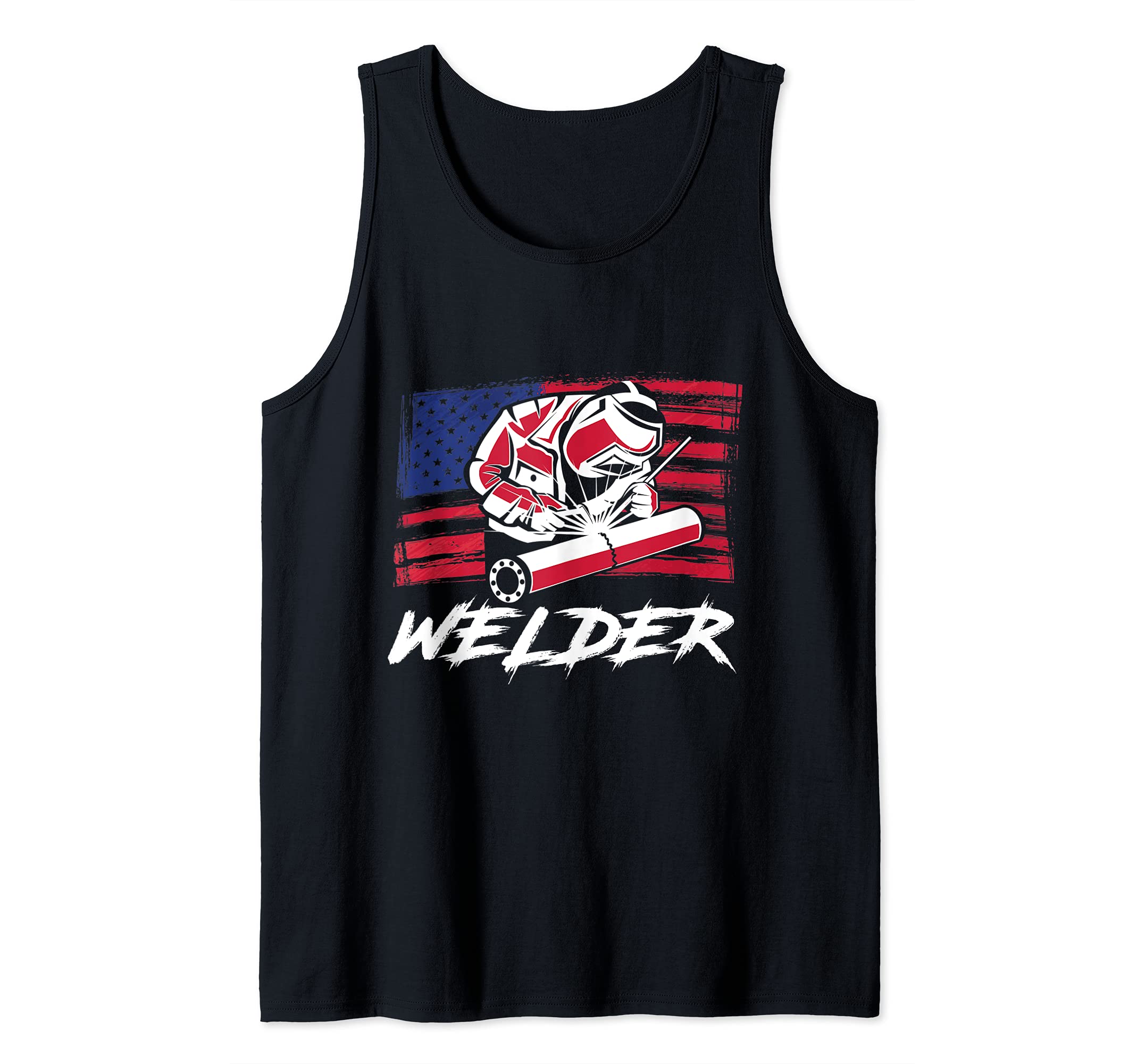 American Flag Welder Engineer Engineering Welding Tank Top