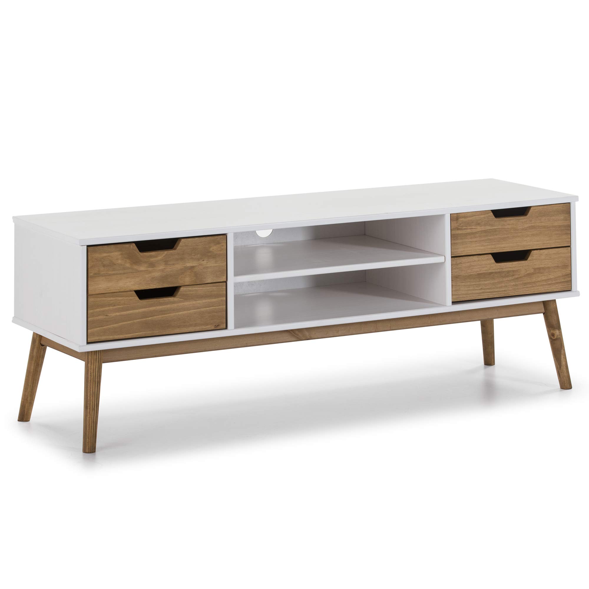 VS-Venta-stock-Mueble-TV-Java-1-Puerta-y-2-cajones-BlancoCera-Madera-de-Pino-140-cm-Ancho-40-cm-Profundo-y-52-cm
