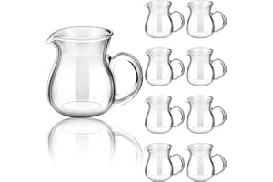 8 Pcs 4 oz Glass Creamer Pitcher Transparent Milk Pourer Mini Milk Pitcher Small Glass Pitcher Mini Carafe Coffee Mug Coffee 