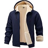 Gihuo Mens Sherpa Hoodies Zip Up Fleece Lined Sweatshirt Hooded Winter Warm Jacket