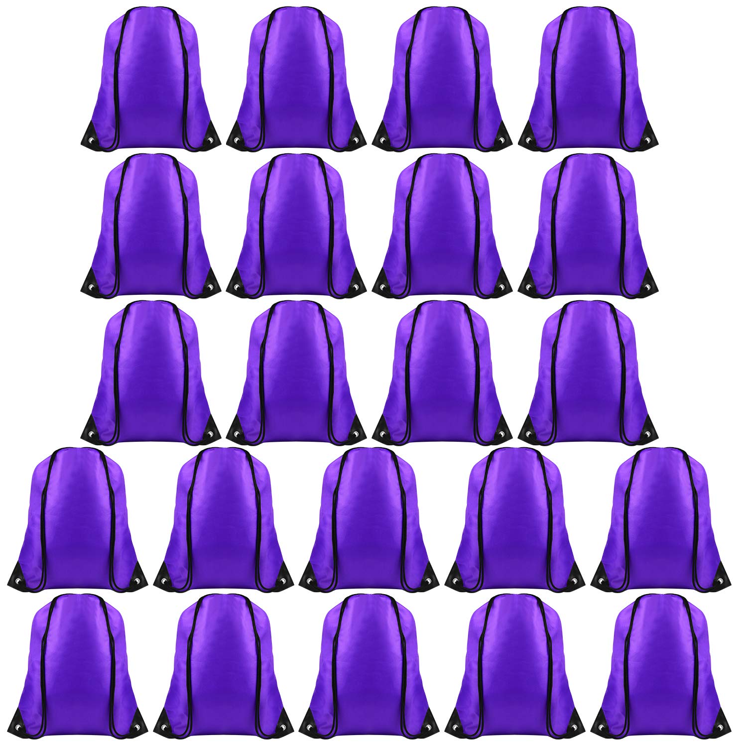 FEPITO 22 Pack Drawstring Bags String Backpack Bulk Sack Cinch Bag Sport Bags for School Gym Traveling (Purple)