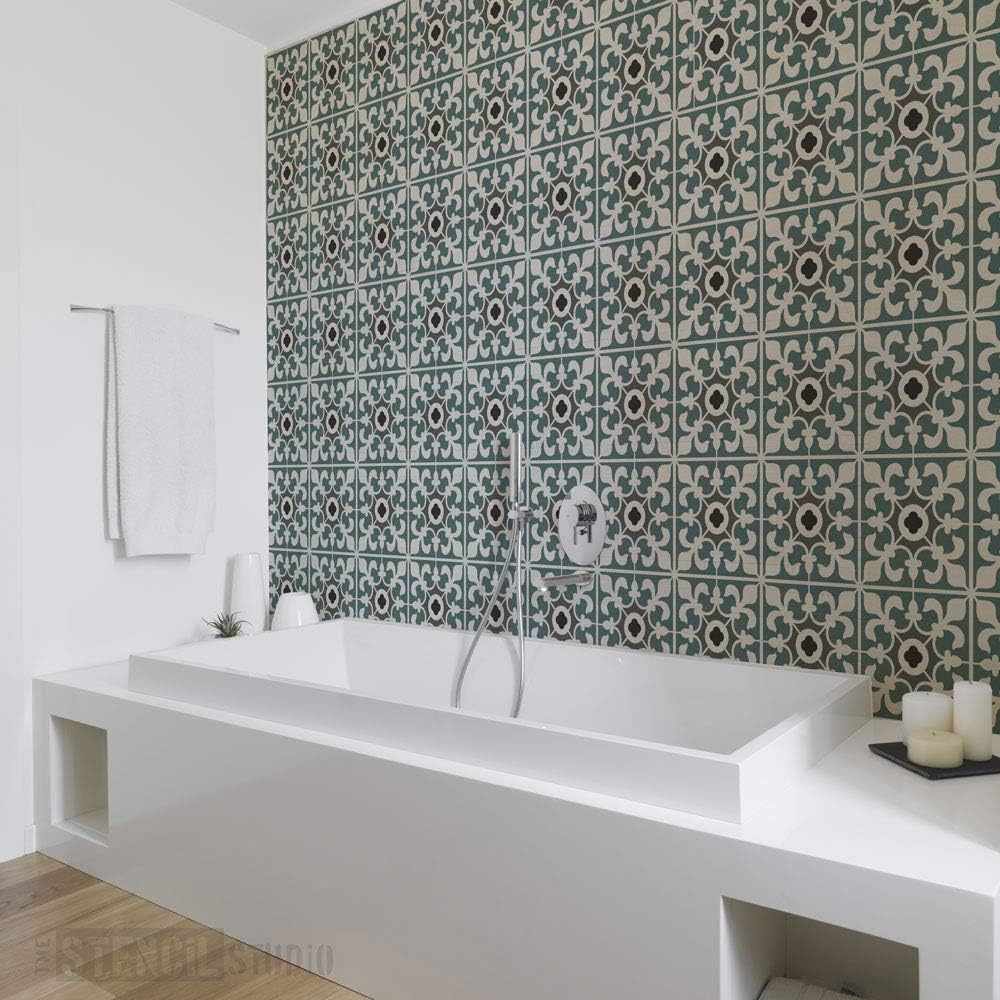 Just Add Paint Tile Style All Over Repeat Pattern Stencil Size Large Reusable Laser Cut Stencil