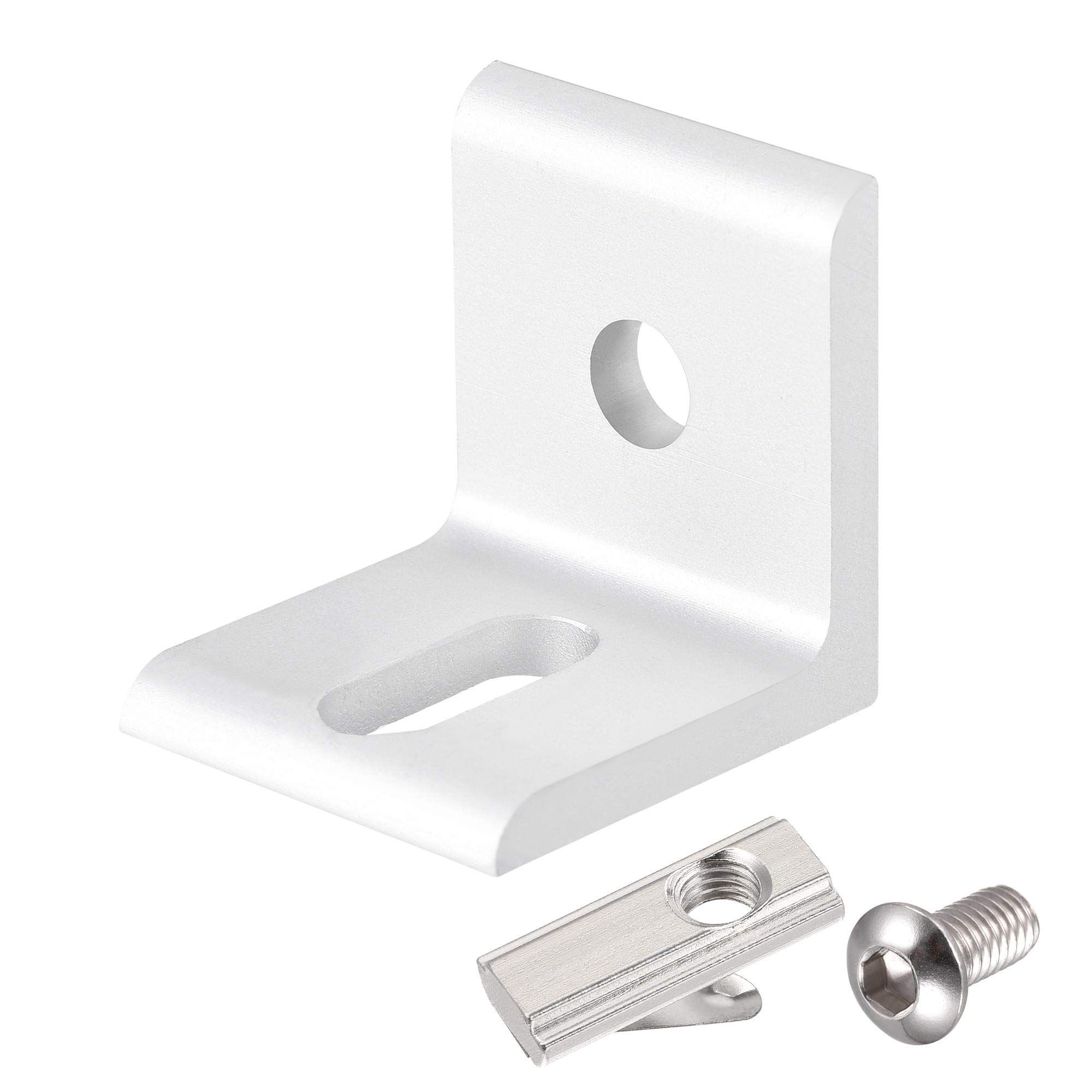 sourcing map Inside Corner Brace Angle Bracket L Shape 30mmx30mmx26mm with M6 Screws and Nut for Aluminum Extrusion Profile 8pcs