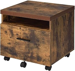 Benjara Benzara Wooden File Cabinet With Drawer, Brown,