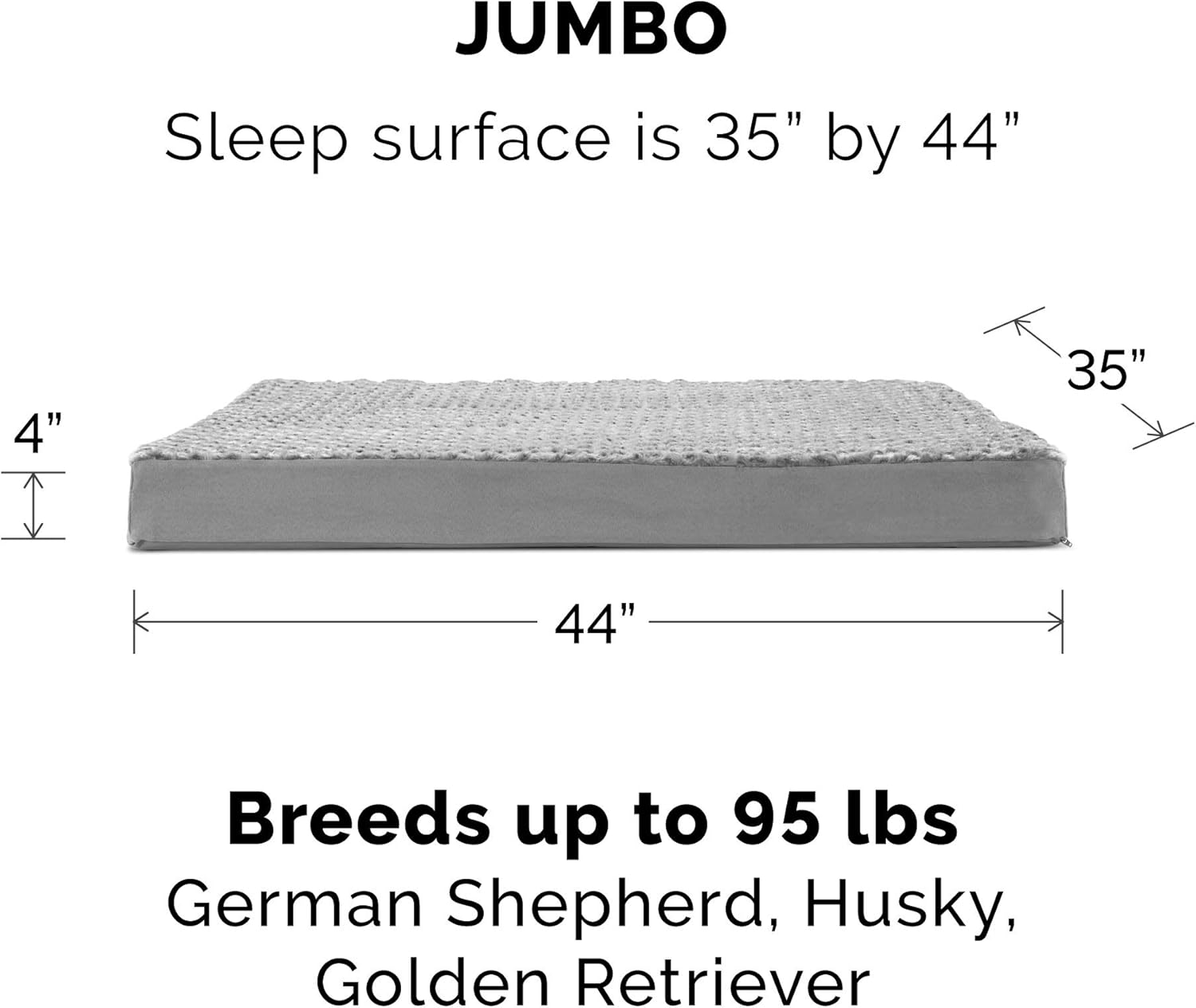 Furhaven Pet Dog Bed Cover - Deluxe Mat Ultra Plush Faux Fur Traditional Foam Mattress Pet Bed Replacement Cover for Dogs and Cats, Gray, Jumbo : Pet Supplies