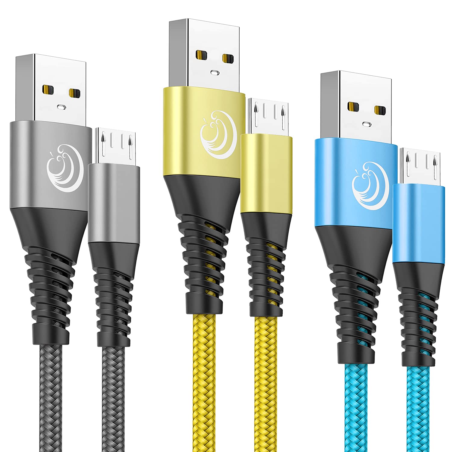 Yosou Micro USB Cable 2m 3Pack Android Charger Cable Fast Charging Cable Nylon Micro USB Charger Lead Compatible with Samsung Galaxy S6 edge S7 S5 J7 J5 J3,LG,Sony,PS4,Xbox,Huawei Honor 7X,Y6/Y7 2019