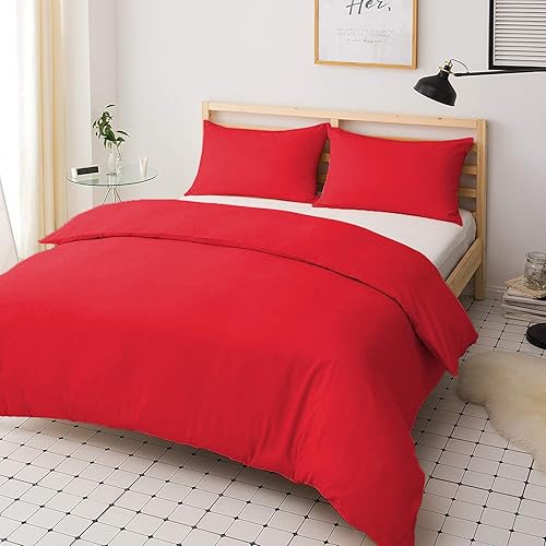 mFabrics Poly-Cotton Duvet Quilt Cover Set - Easy Care, Machine Washable - Single Double King Super King - Pillowcase Included (Fuchsia, Single)