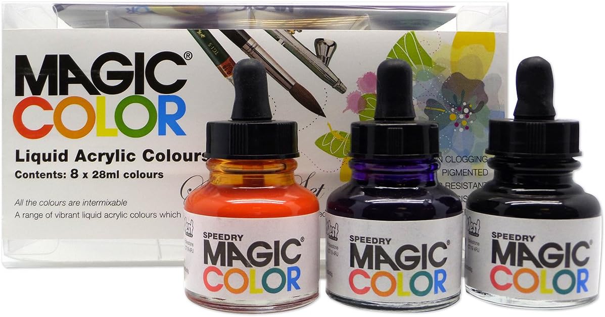 Magic Colour RS420850 Introductory Set 8 Bottles (28ml) of Liquid Acrylic Colour, Multicoloured, 28 ml (Pack of 8) - Image 4