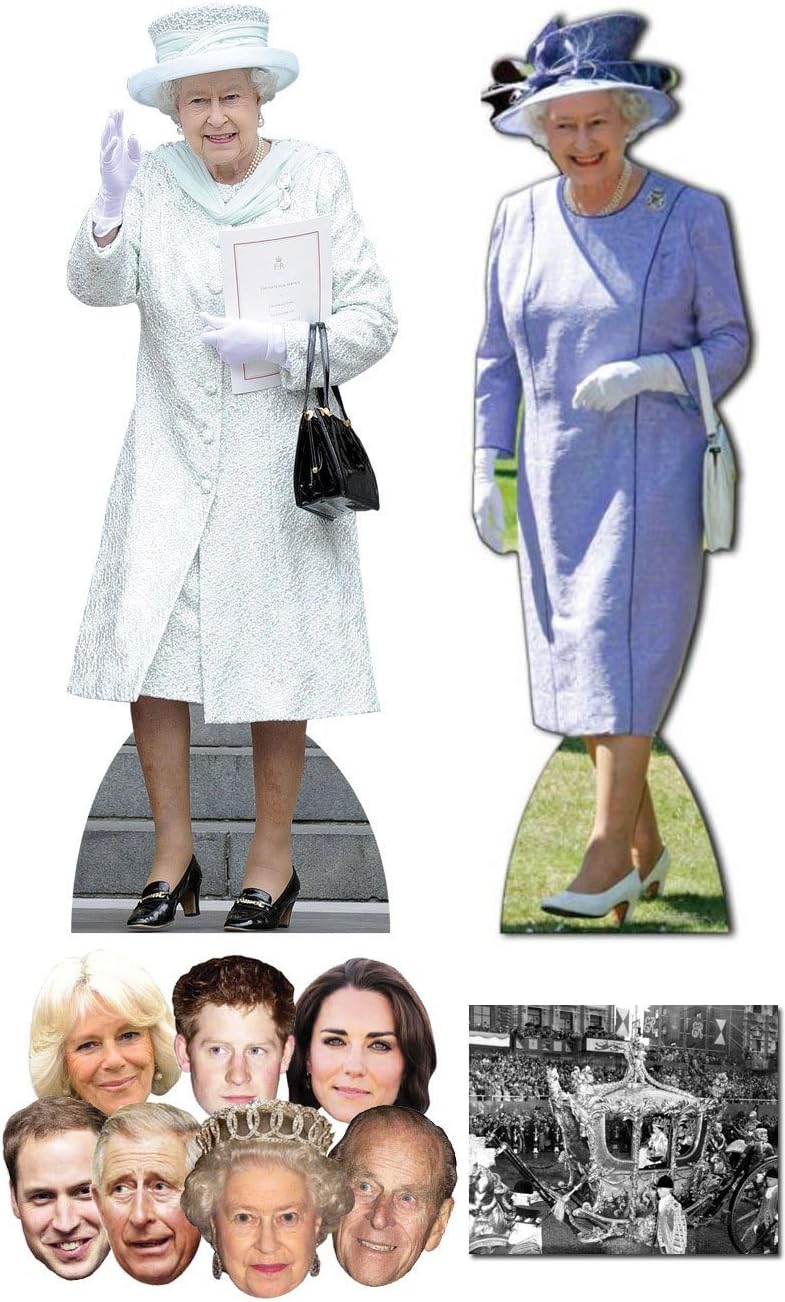 Queen Elizabeth II in White Coat Cardboard Cutout Royal Standee Stand Up