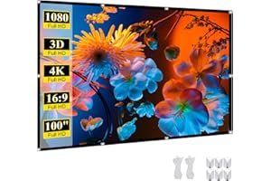 SKERELL 100 Inch Portable Projector Screen Outdoor: 4K HD Anti-Crease Foldable Indoor Hanging Wall Home Theater Screen