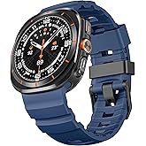 Rugged Silicone Bands Compatible with Samsung Galaxy Watch Ultra 47mm Band, Sport Strap with Stainless Steel Clasp for Galaxy Watch 7 Ultra Men Women (Blue, Samsung Galaxy Ultra 47mm)