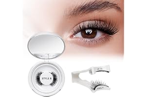 QUEWEL Magnetic Eyelashes 1 Pair Reusable Magnetic Eyelashes with Applicator No Glue Needed Eyelashes Cat Eye Natural Look Lash Clusters Kit Easy to Wear and Remove(B08)