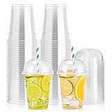 100 PACK 12 oz Clear Plastic Cups with Dome