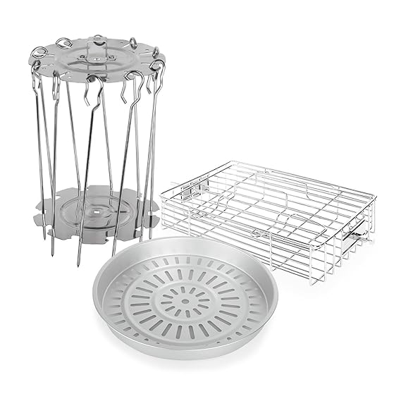 Klarstein VitAir Zubehör-Set 3-teilig • Dampfgareinsatz • Steak-Käfig • Drehspießrotator • 10x Schaschlik-Spieße • passend fü